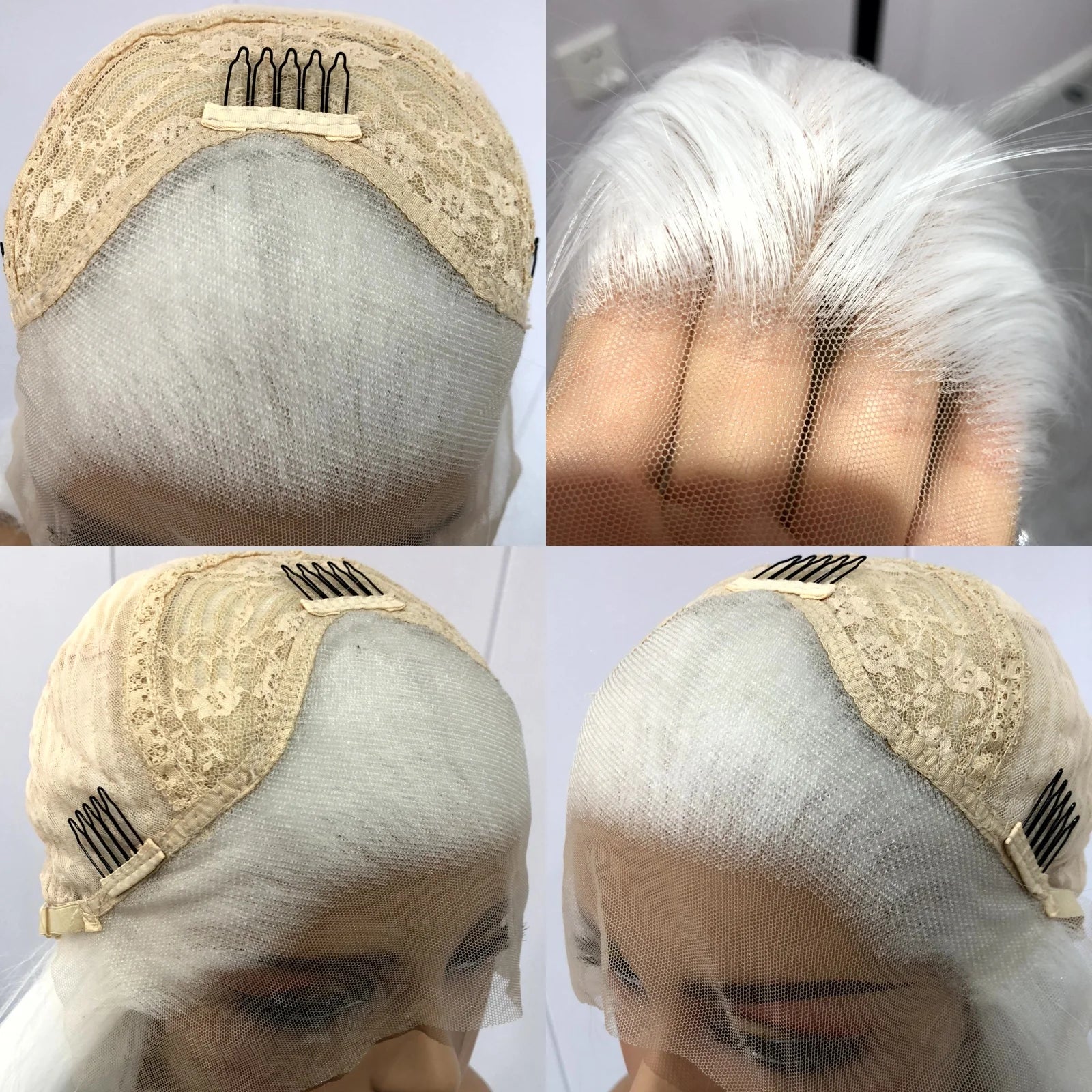 Qfdian 13X4 White Curly Wig Synthetic Lace Front Wig Natural Long White Blonde Colored Hair Lace Frontal Wigs for Women Party Cosplay