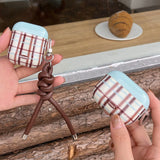 Qfdian Korea fashion cute plaid sweater pattern gloss cover soft shockproof protection case for airpods 1 2 3 4 pro 2 coque fundas