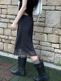 Qfdian  New Korean Chic Spring French Retro Plaid Mid-Length High Waist A-line Skirt for Women Casual Vintage Designer Y2k Female Skirt