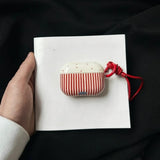 Qfdian  Simple red striped polka dots for AirPods pro2 lanyard earphone cover