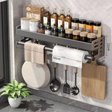 Qfdian Wall-Mounted Kitchen Spice Storage Rack Condiment Rack Multifunctional Household Utensil Rack Kitchen Hanging Organizers