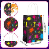 Qfdian  12 Pieces Gift Bags with Handle, Paper Treat Candy Bag Glow in The Dark Favor Bags For Glow Theme Party Decoration Supplies