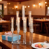 Qfdian  Acrylic Candelabra Centerpiece for Tables Wedding,Clear 7 Arm Candle for Party,Brithday,Baby Shower,Halloween,Christmas candelab