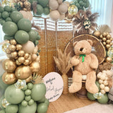 Qfdian  Sage Green Sand White Gold Balloons Garland Arch Kit Gold Confetti Latex Balloon Baby Shower Birthday Party Decoration Wedding
