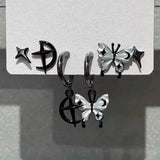 Qfdian Personalized Punk Star Heart Cross Chain Double Layer Necklace For Men Women Y2K Fashion Trend Rock Party Grunge EMO Accessories