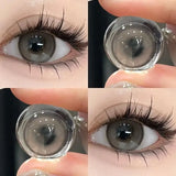 Qfdian 2PCS Korea Colored Contact Lenses Myopia Degree -0.00 to -8.00 Gray Eyes Beauty Pupil Brown Makeup Lens Fast Shipping
