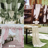 Qfdian Beige Table Runner Gauze Cheesecloth Rustic Sheer Boho Wedding Decoration Tablecloth Baby Shower Christmas Birthday Party Decors