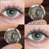 Qfdian 2Pcs Kroean New Colored Contact Lenses with Prescription Myopia Degree 0.00- 8.00 Soft Lens Eye Magic Ice Extract
