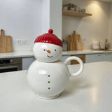Qfdian  Snowman Ceramic Soy Sauce Vinegar Pot Bottle Kitchen Seasoning Bottle Oil Bottle with Lid Kitchens Accessories Christmas Gifts