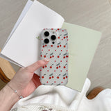 Qfdian INS Korea Cherry Fruit Phone Case For Iphone 15ProMax 16Pro 13 14 15 16 Pro Max Pendant Bracelet Fundas Cover