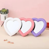 Qfdian  Cute Heart-shaped Makeup Mirror Room Decoration Wall Mounted Desktop Vanity Mirror Set Up Props for Photography Home Decoration