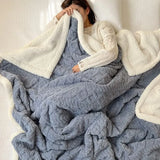 Qfdian  Winter Thick Lamb Fleece Blankets Thick Wide Flannel Bedroom Sofa Soft Breathable Warm Cover Sofa Blanket Small Blankets for Bed
