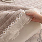 Qfdian  Rabbit Fur Skirt Sofa Cushion Winter New Fixed Anti Slip Skin Friendly Breathable Soft Comfortable Thick Warm Cover Cloth Towel