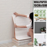 Qfdian  3D Soft Foam Self Adhesive Wallpaper PVC Waterproof For Home Decoration Peel and Stick 70CMx10M Home Decoration Essential