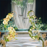 Qfdian  2Pcs 5ft Round Arch Frame, 4 Tiers Gold Metal Flower Arch Frame for Wedding Birthday Party Event Display Background Decoration
