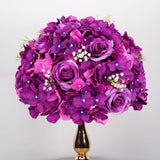 Qfdian  30CM Artificial Flower Table Centerpiece Wreath Party Wedding Backdrop Decor Road Lead Floral Ball Rose Hydrangea Gypsophila
