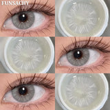 Qfdian  2PCS Natural Brown Gray Lenses for Eyes Blue Lenses Beautiful Pupil Korean Fashion Color Round Lens Yearly Cosmetics