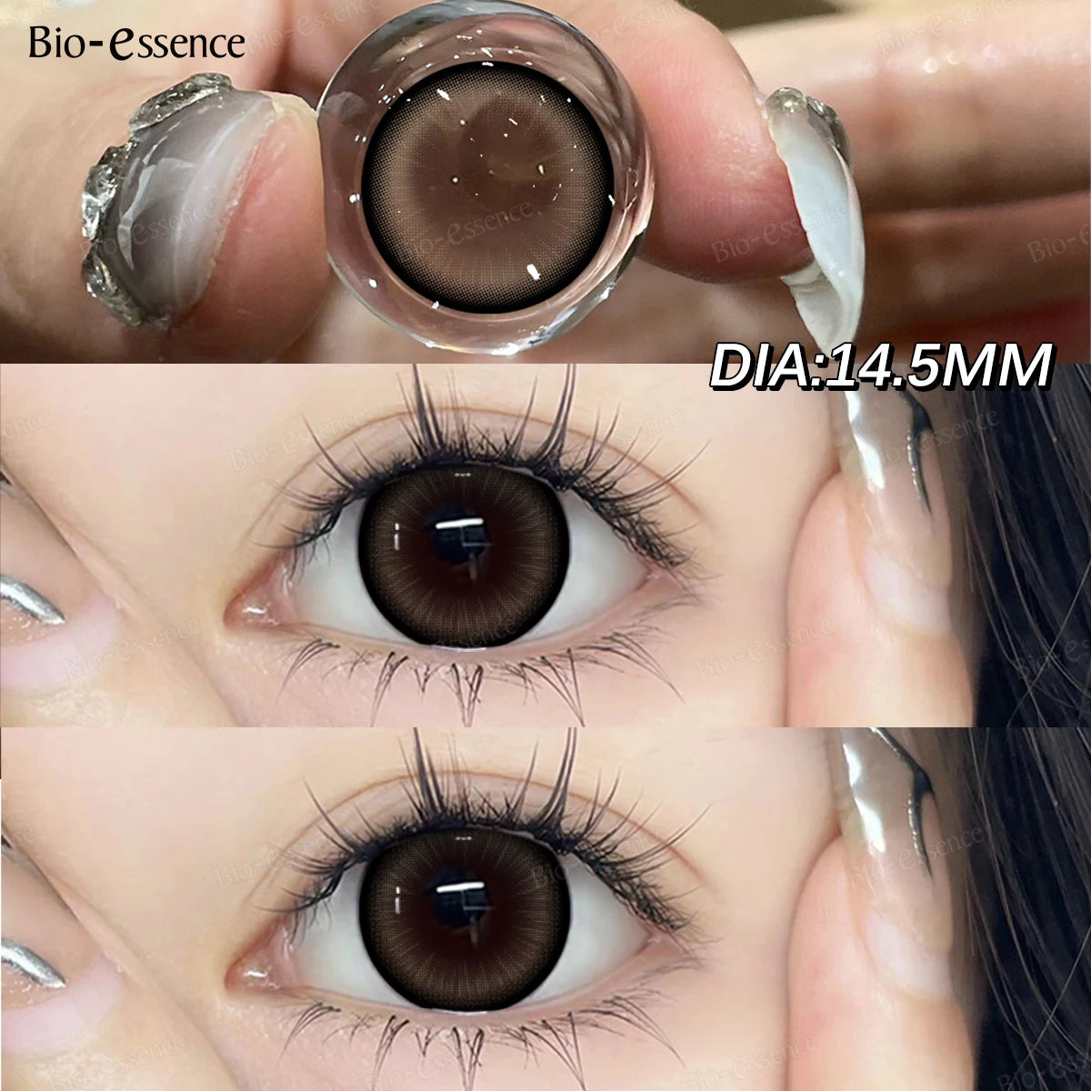 Qfdian 1 Pair Big Eyes Black Lenses 14.5MM Korean Natural Lenses Color Contact Lenses Eyes with Gray Beautiful Pupil Lentes