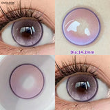 Qfdian  1 Pair Pink Brown Colored Contact Lenses Natural Pupil Lenses Big Eye Cute Makeup Lenses Purple Lenses Korean Style Lens