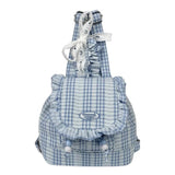 Qfdian Korean Ins Lace Plaid Casual Backpack Y2k Aesthetic Ruffled Mini Schoolbags Fashion Sweet All Match Preppy Backpacks Streetwear