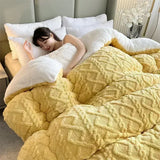 Qfdian  High End Thickened Winter Warm Blankets for Beds Artificial Lamb Cashmere Weighted Blanket Thicker Warmth Duvet Quilt Comforter