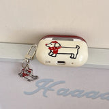 Qfdian  Cartoon cute red scarf line dog soft silicone wireless bluetooth earphone protection case for airpdos 2 3 4 pro 2 headset cover