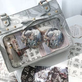 Qfdian Japanese Sweet Kawaii Women's Handbags Transparent Casual Streetwear Ita Bags Y2k Aesthetic Chic All Match Shoulder Underarm Bag