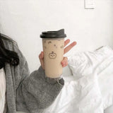Qfdian  Korea Simple Iced American Coffee Cup Tritan Plastic Water Bottle For Women Transparent Coffee Cup Office Milk Matcha Tea Drink