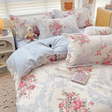 Qfdian  ‌100% pure thickened skin friendly cotton four piece set double bed single bed diagonal cartoon duvet set dormitory