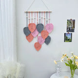 Qfdian  Nordic Woven Leaf Design Wall Hanging Tapestry Tassel Pendant Bedroom Background Wall Hanging Wall Carpet Room Decoration