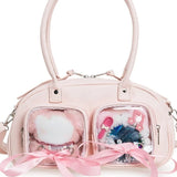 Qfdian  Japanese Preppy Transparent Bow Handbags All Match Chic Y2k Aesthetic Vintage Shoulder Bags Women Simple Casual Ita Bags Trendy