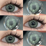 Qfdian 2Pcs Best Selling Color Contact Lenses Myopia Degree -0.00 to -8.00Nature Green Series Soft Lens EyeBeauty Pupil