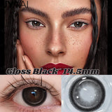 Qfdian  1 Pair Colored Contact Lenses Natural Brown 14.5mm Big Eyes Contacts Cosmetics Green Eye Color Lens Gray Lens Women Makeup
