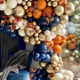 Qfdian  Retro Orange Navy Blue Balloon Garland Arch Kit White Sand Gold Fall Autumn Balloons Thanksgiving Graduation Decoration Birthday