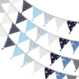 Qfdian  10.8Ft Cotton Triangle Bunting Banner 12pcs Floral Fabric Pennant Flag with Tassels, Double Side Triangle Banner Garland for We
