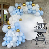 Qfdian  Pastel Blue Balloon Garland Arch Kit White Blue Confetti Balloons Baby Shower Gender Reveal Birthday Party Wedding Decorations