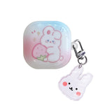 Qfdian  Rose Red Marble Pattern 3D Love Heart Cute Bear Pendant Earphone Accessories Case For Galaxy Buds Pro 2 Live Protection Cover