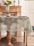 Qfdian  Modern Minimalist Small Rose Lace-Pressed Flower Luxury High-End Home Dining Tablecloth for Everyday Use