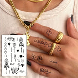 Qfdian  1/5/12PCS Waterproof Temporary Tattoo Sticker Rose Flame Thorns Love Butterfly fake tatto flash tatoo finger for girl women men
