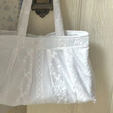 Qfdian  Japanese Lace Embroidery Top-Handle Bags Tender Fairy Elegant Shoulder Underarm Bag Y2k Aesthetic Ins Women Purses and Handbags
