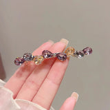 Qfdian  Luxury Fashion Crystal Bow Decor Spring Flat Hair Slides Elegant Ladies Top Ponytail Lightweight Daily Party Fashion Hair Clips