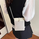Qfdian  Women Vintage Crochet Mini Cellphone Bag Trendy Casual Travel Shoulder Crossbody Bags New Streetwear Fashion Purses and Handbags