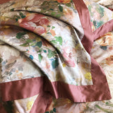 Qfdian 1000TC Egyptian Cotton Vintage Oil Painting Style Flowers Print Bedding Set Duvet Cover Flat/Fitted Bed Sheet Pillowcase 4Pcs