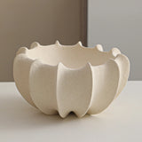 Qfdian  Ceramic Shell Fruit Bowl Textured snack bowl Afternoon tea serving Coffee table centerpiece bowl Decorative storage container