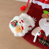 Qfdian 3D DIY New year gifts plush warm soft earphone case for apple airpods 1 2 3 4 pro 2 cute snowflake white protection coque cover