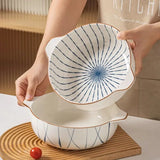 Qfdian  Japanese Double Ear Soup Noodle Bowls, Household Kitchen Restaurant Supplies, Tableware, Salad Fruit Soup Phnom Penh Bowls , 1Pc