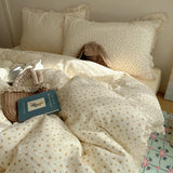 Qfdian  Ins Bedding Set Princess Floral Lace Simple 4pcs Bedding for Girls Woman Quilt Cover Sheet And Pillowcase Spring Home Textiles