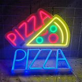 Qfdian  Pizza Neon Sign Decor Open Neon Sign Wall Decor Pizza Neon Sign Indoor LED Nightlight Sign for Store Handmade Business Sign