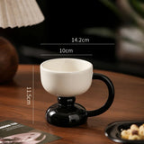 Qfdian  Retro Ceramic Mug Hand Painted Tall Coffee Cup with Handle Mug Milk Oatmeal Ice Cream Water Cup Kitchen Accessory Drinkware Gift