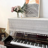 Qfdian  2PCS White Lace Piano Cover Three Piece Set Dust Proof Multiple Piano Covers Beautiful Home Decor Piano Bench Cover